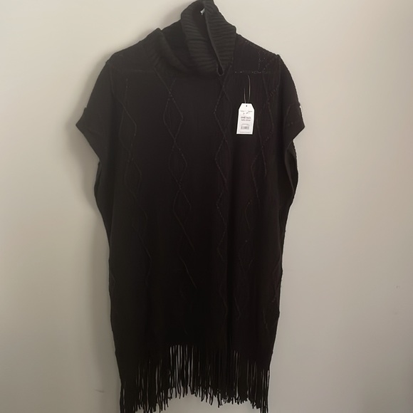 Time and Tru Black Knit sleeveless pullover sweater Fringed hem- One Size - Picture 1 of 9